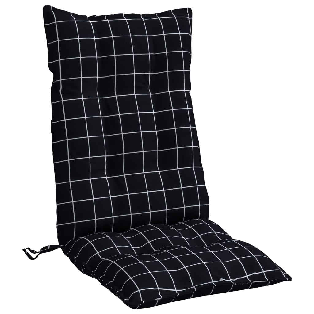 Coussins pour chaises longues 4 pcs. Tissu noir à carreaux