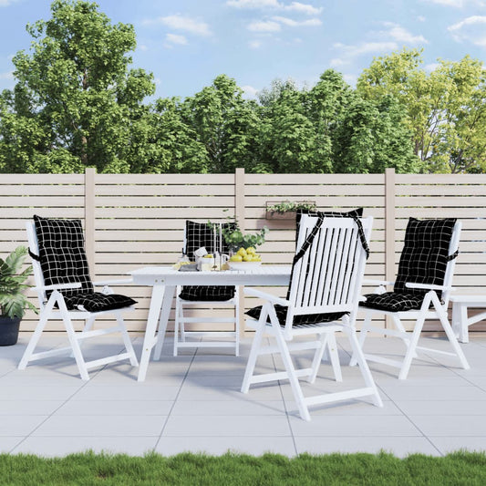 Coussins pour chaises longues 4 pcs. Tissu noir à carreaux