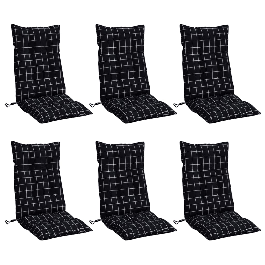 High-back Cushion Pads 6 pcs. Black Checkered Fabric