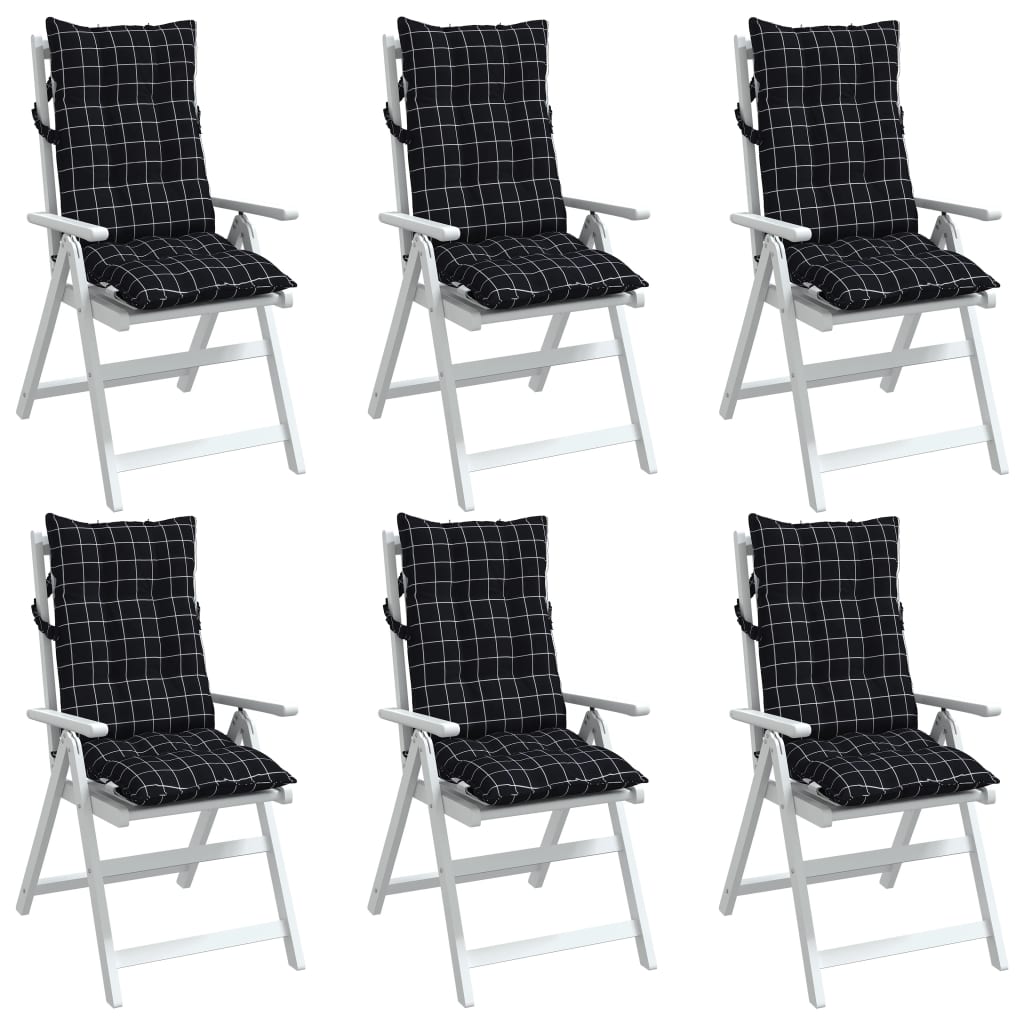 High-back Cushion Pads 6 pcs. Black Checkered Fabric