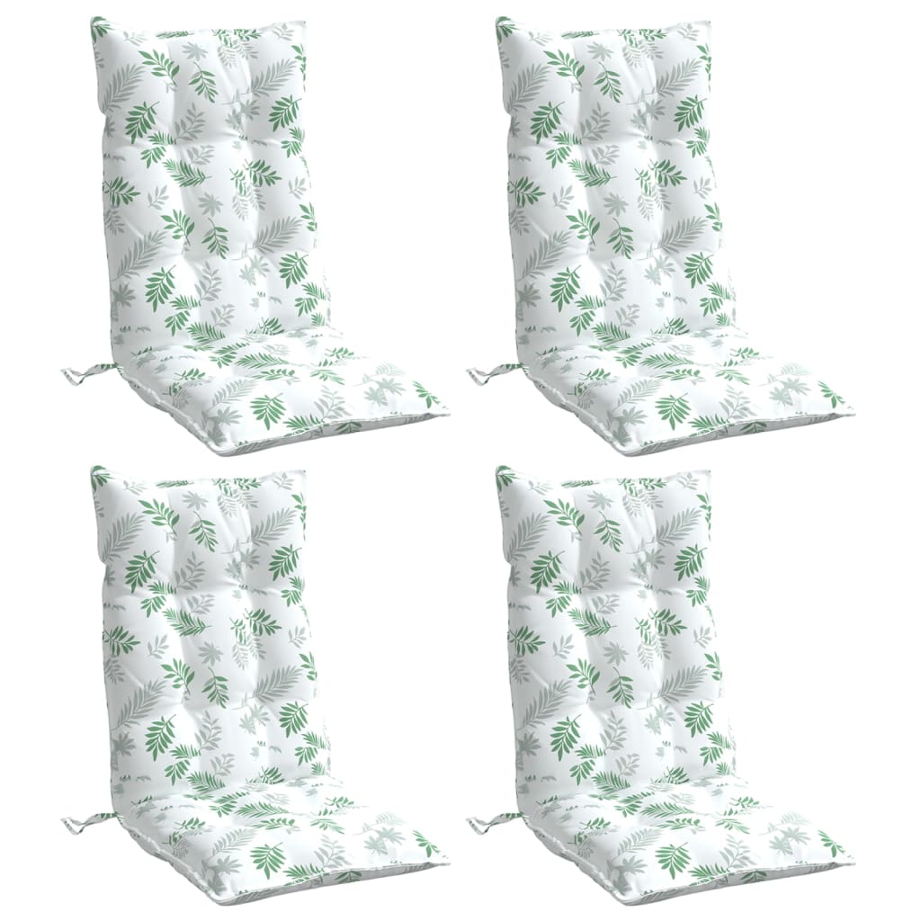 Coussins pour chaises longues 4 pcs motif feuilles Tissu Oxford