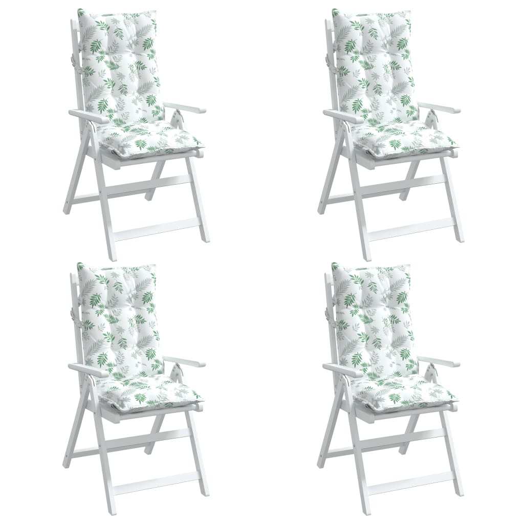 Coussins pour chaises longues 4 pcs motif feuilles Tissu Oxford