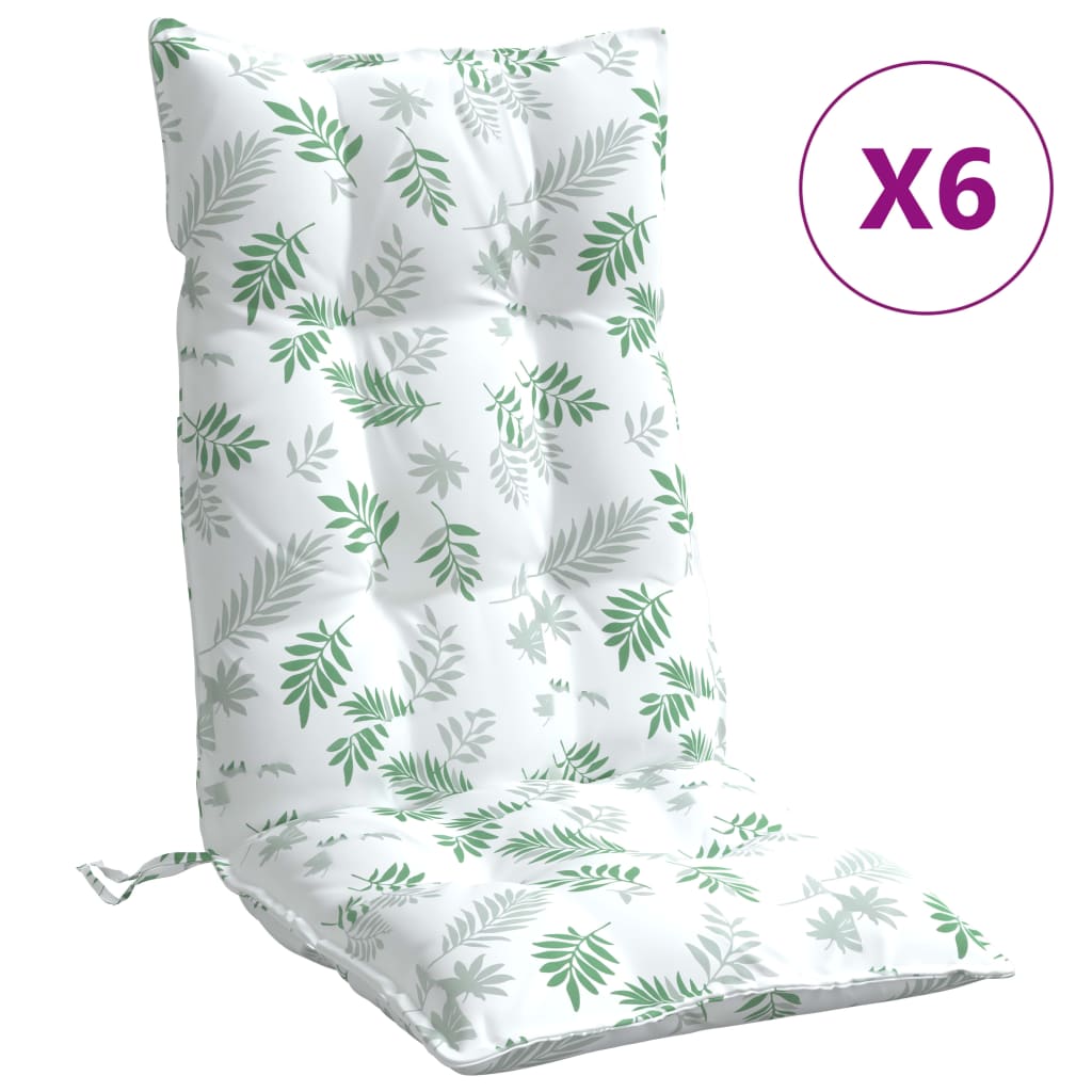 Coussins pour chaises longues 6 pcs Motif feuilles Tissu Oxford