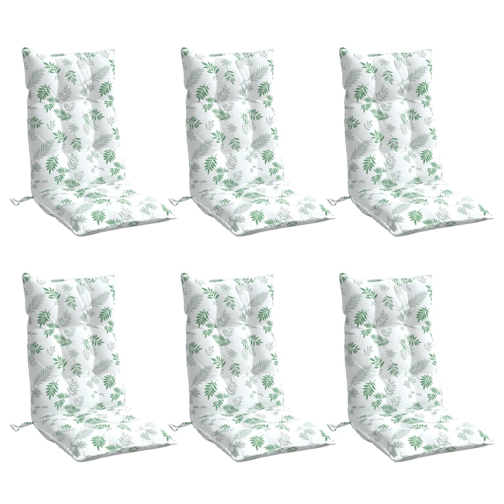 Coussins pour chaises longues 6 pcs Motif feuilles Tissu Oxford