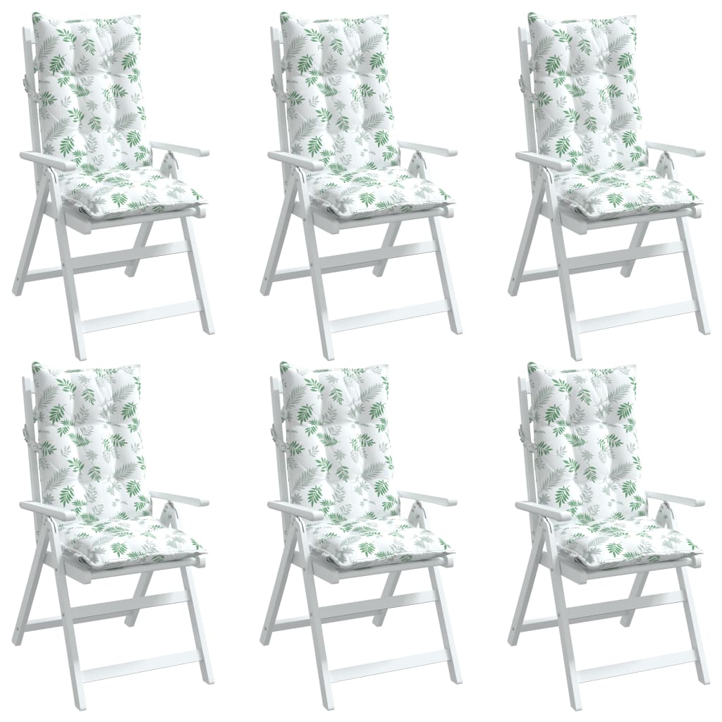 Coussins pour chaises longues 6 pcs Motif feuilles Tissu Oxford
