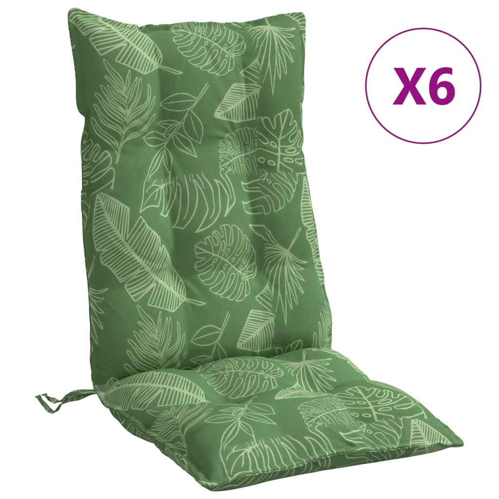 Coussins pour chaises longues 6 pcs Motif feuilles Tissu Oxford