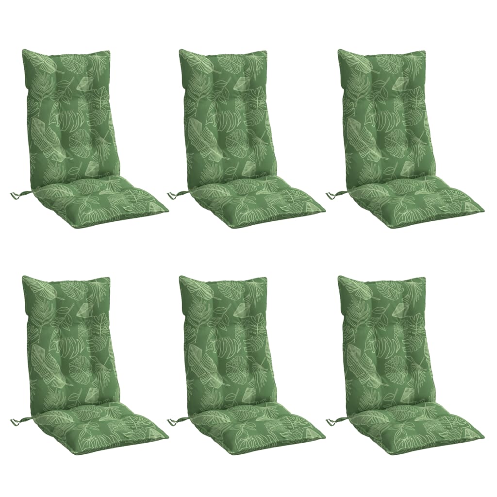 Coussins pour chaises longues 6 pcs Motif feuilles Tissu Oxford
