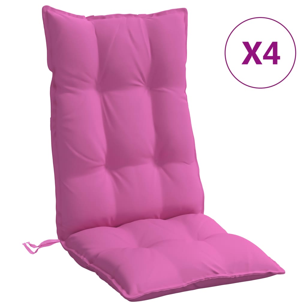 Coussins pour chaises longues à dossier haut 4 p. Tissu Oxford rose