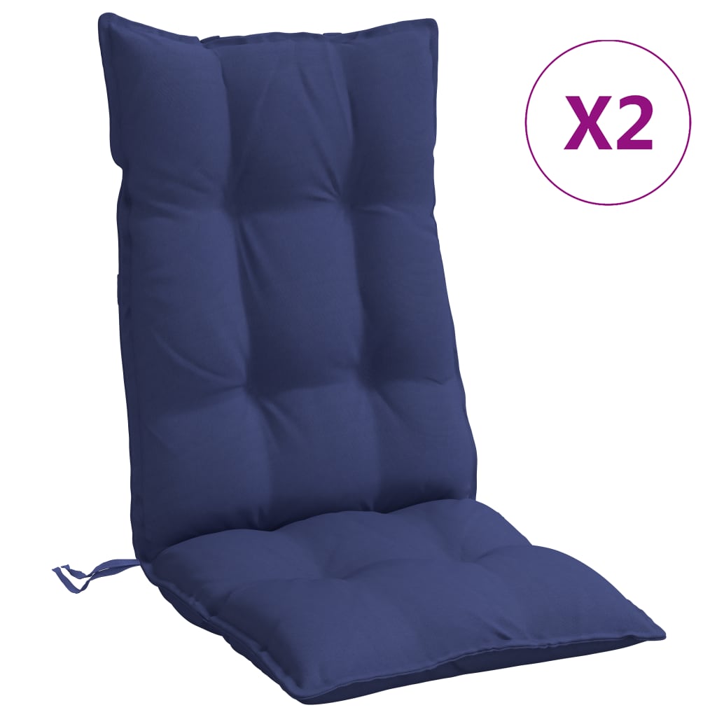 High-Back Cushion Pads 2 pc. Navy Blue Oxford Fabric