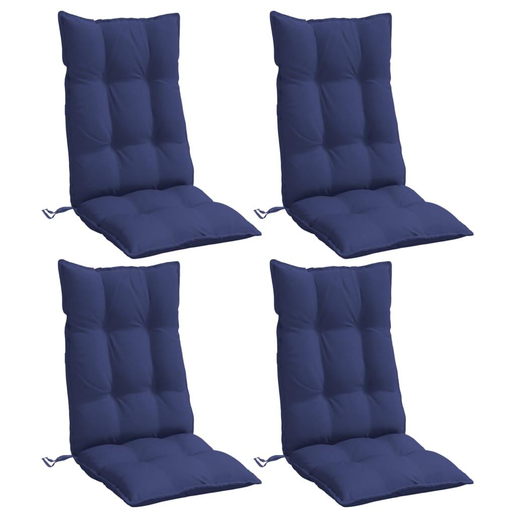 High-back Cushions 4 pcs. Navy Blue Oxford Fabric