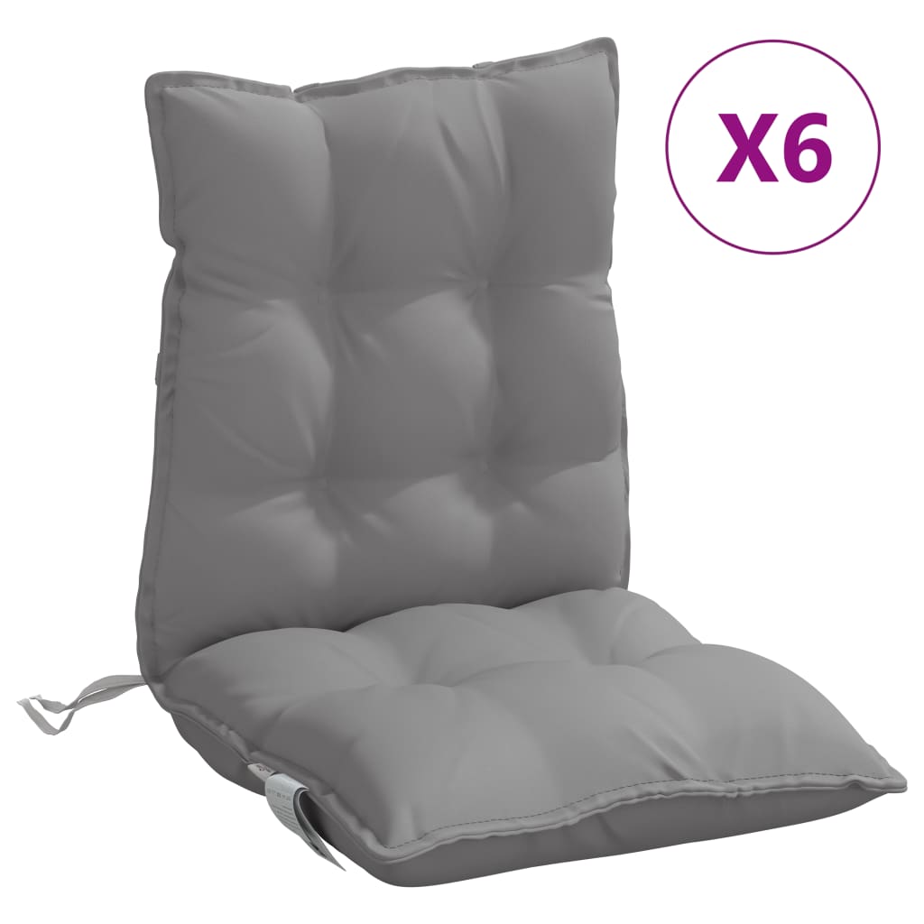 Low-back cushions 6 pcs. Grey Oxford fabric