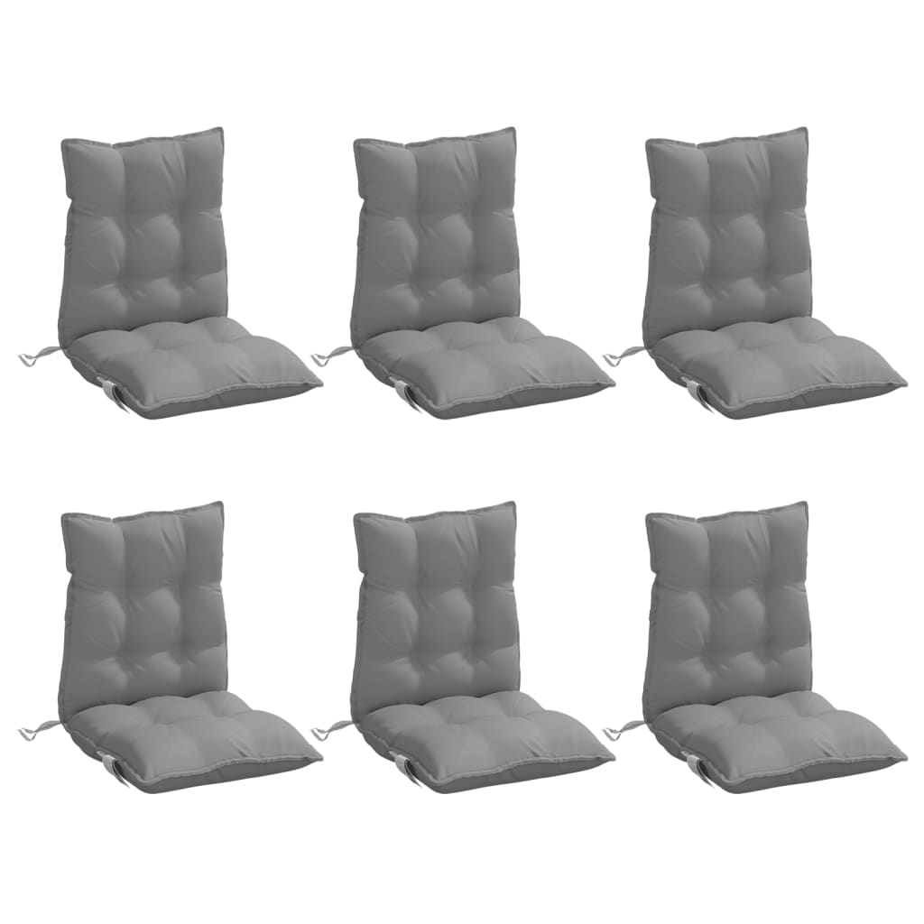 Low-back cushions 6 pcs. Grey Oxford fabric