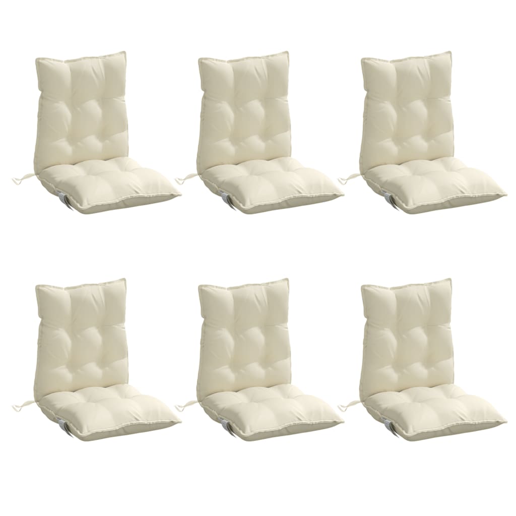 Low-back chair cushions 6 pcs. Cream Oxford fabric