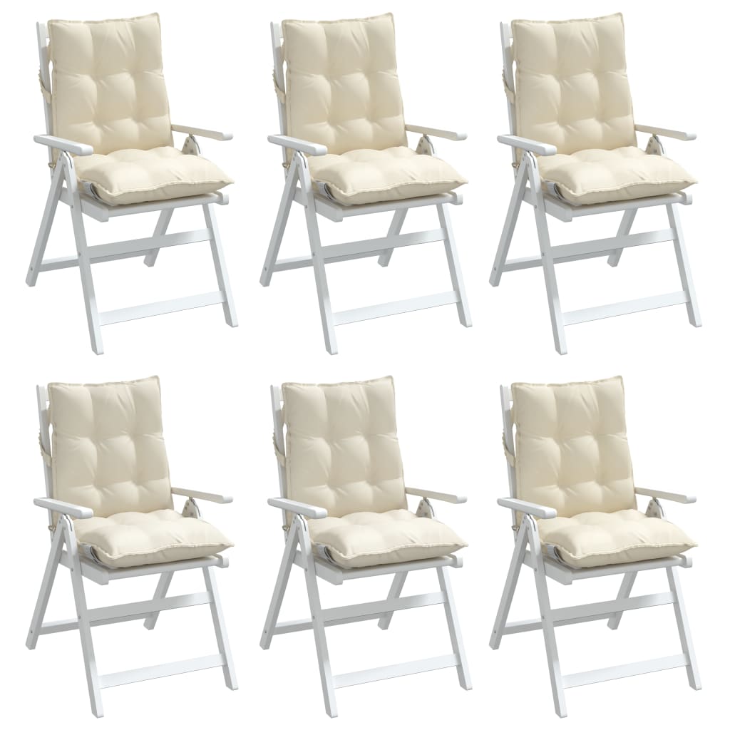 Low-back chair cushions 6 pcs. Cream Oxford fabric