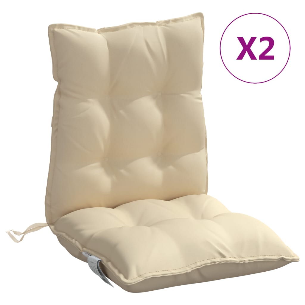 Low-back Cushion Pads 2 pc. Beige Oxford Fabric