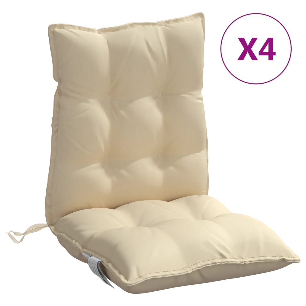 Low-back Cushion Pads 4 pc. Beige Oxford Fabric