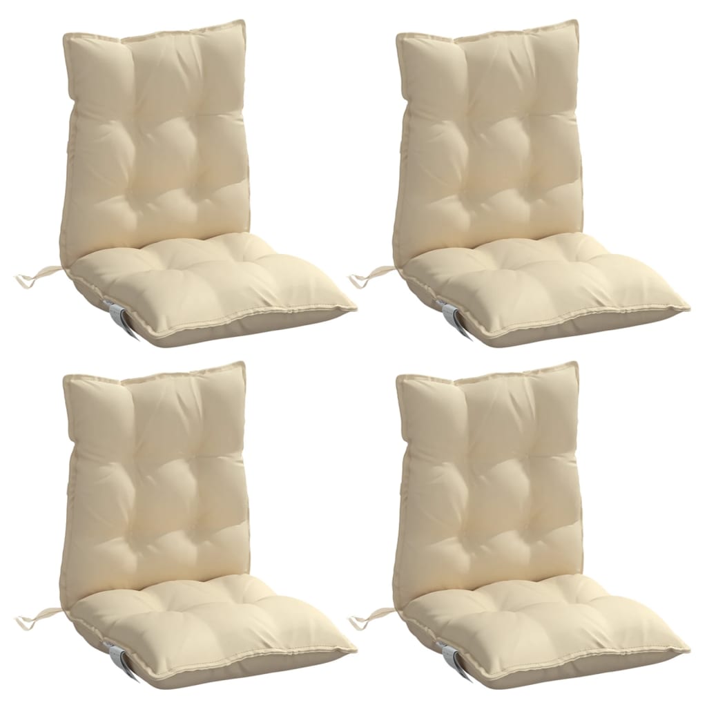 Low-back Cushion Pads 4 pc. Beige Oxford Fabric