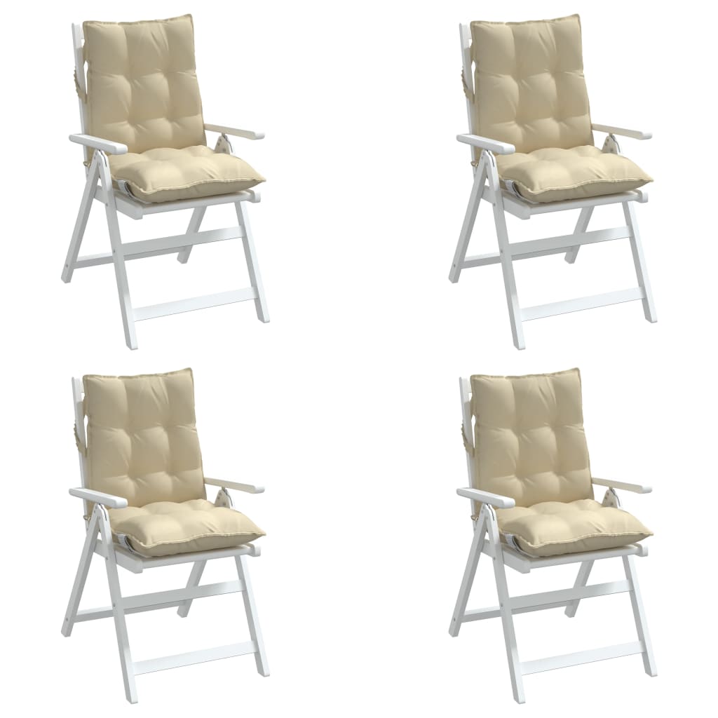 Low-back Cushion Pads 4 pc. Beige Oxford Fabric