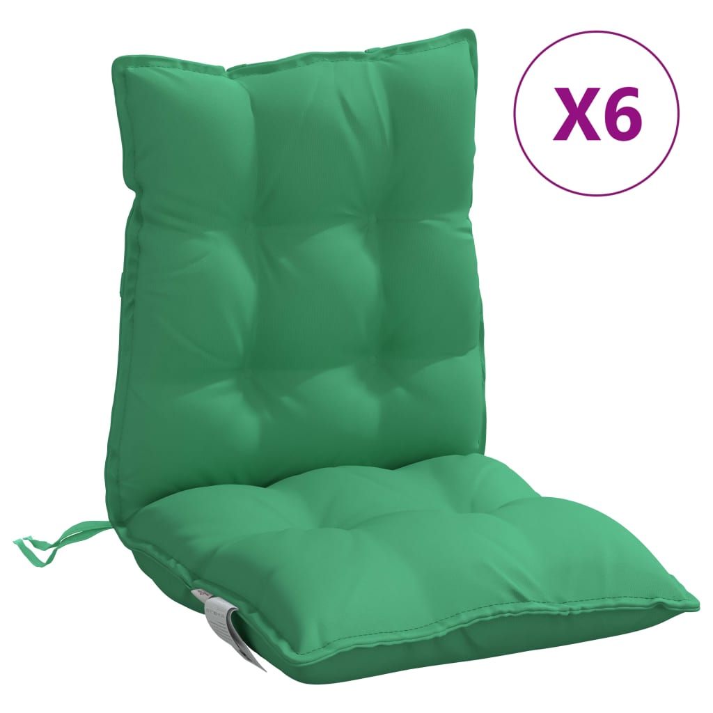 Low-back chair cushions 6 pcs. Green Oxford fabric