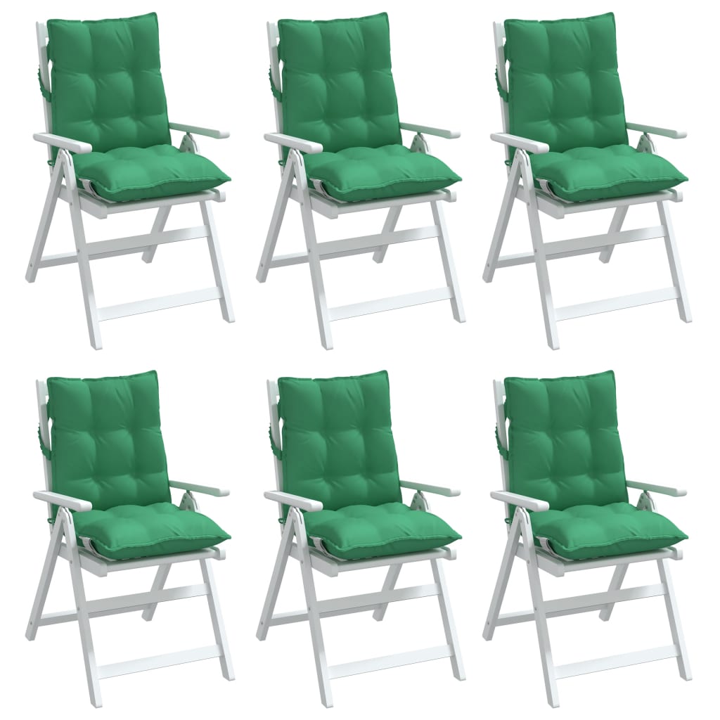 Low-back chair cushions 6 pcs. Green Oxford fabric