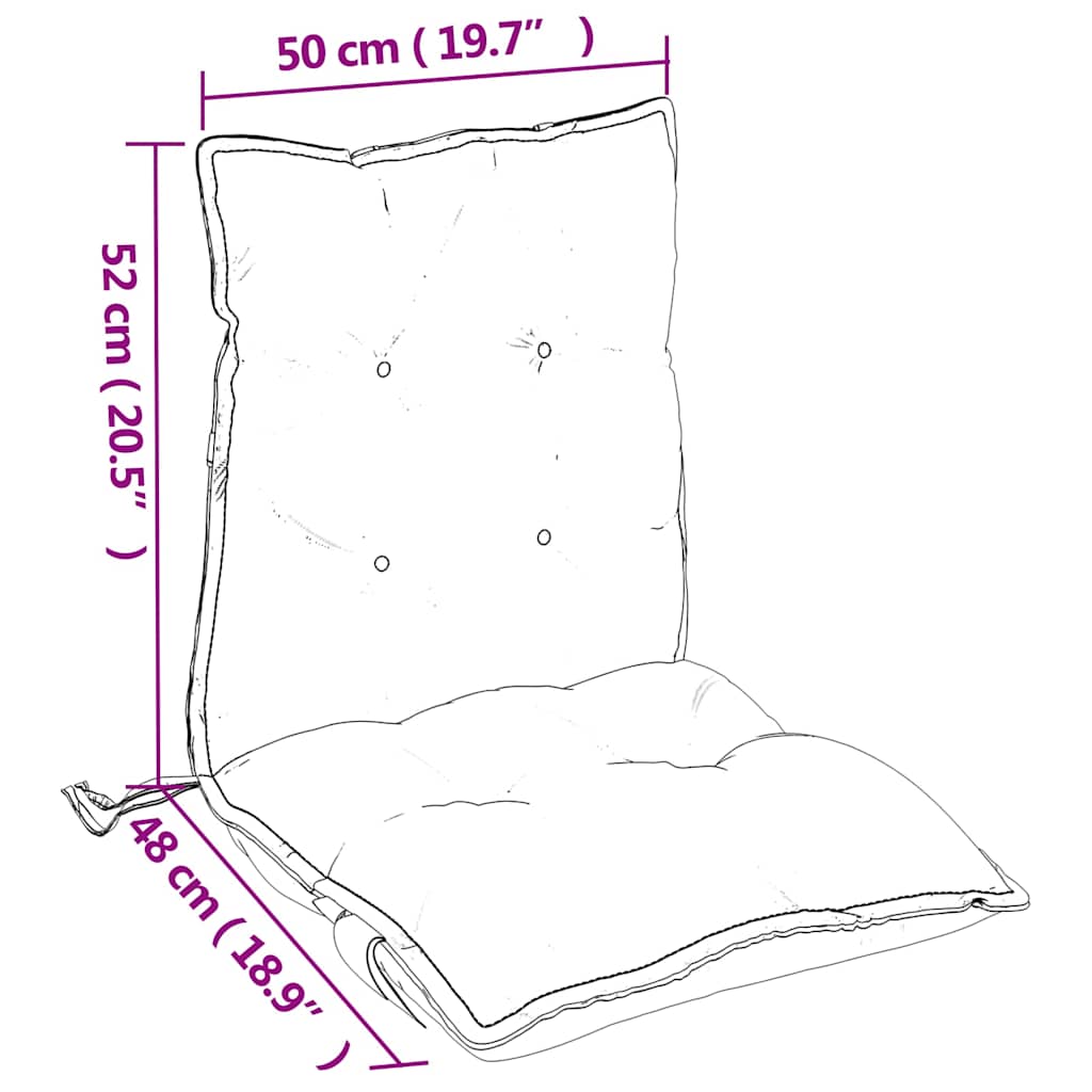 Low-back cushions 2 pcs. Black Oxford fabric