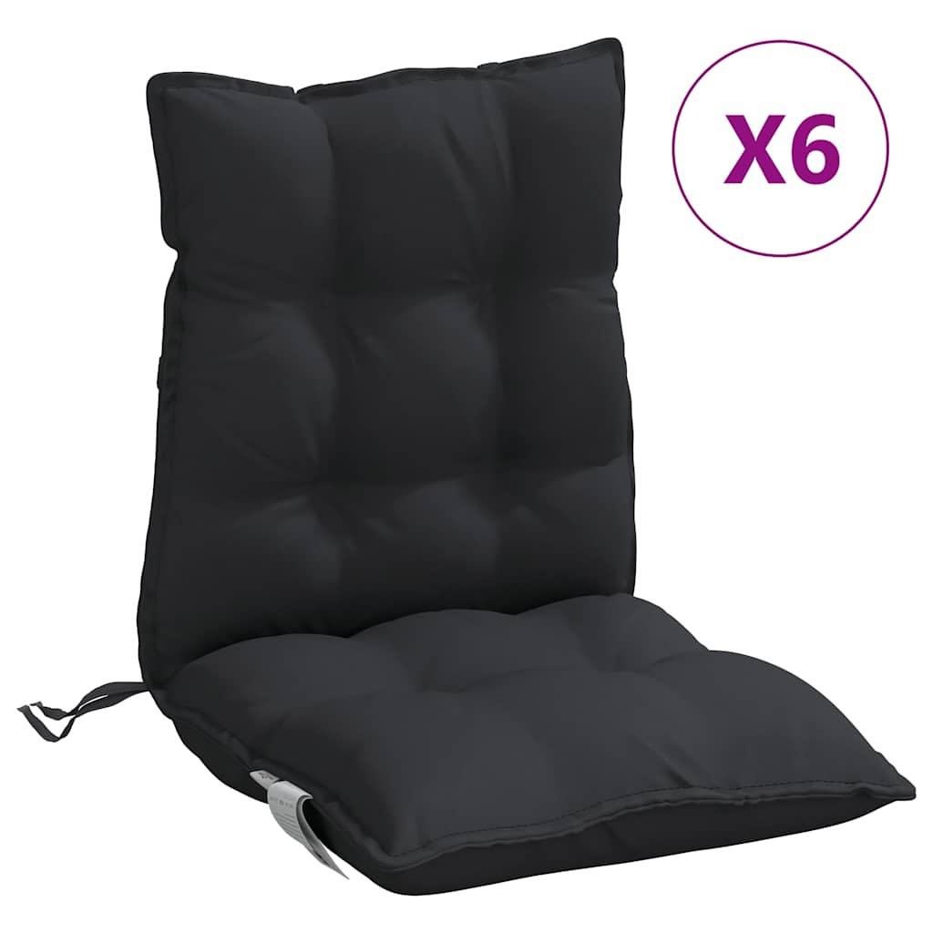 Coussins de chaise basse 6 pcs. Tissu Oxford noir