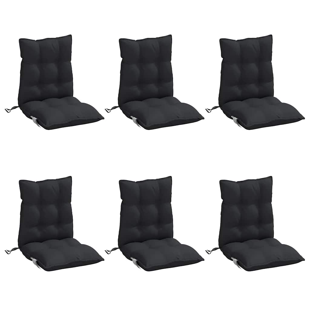 Coussins de chaise basse 6 pcs. Tissu Oxford noir