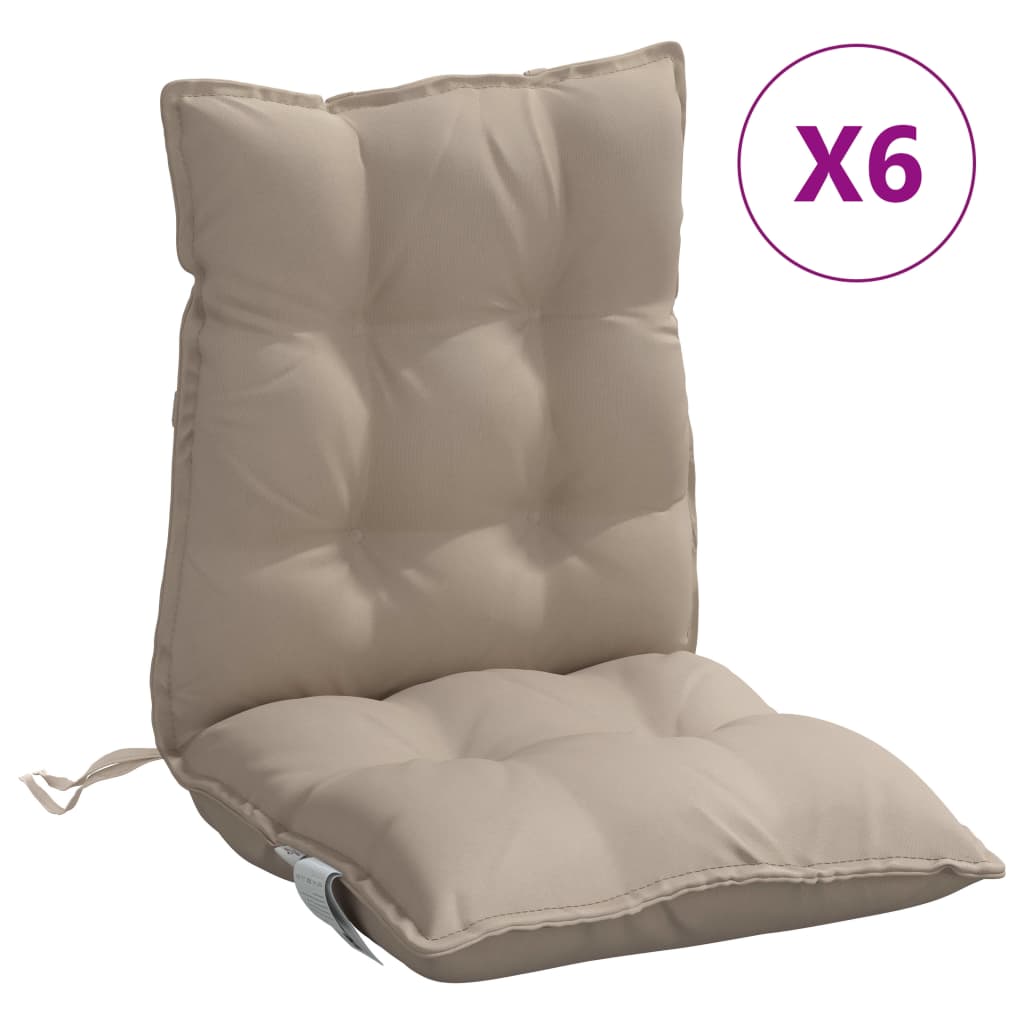 Low-back cushions 6 pcs. Taupe Oxford fabric