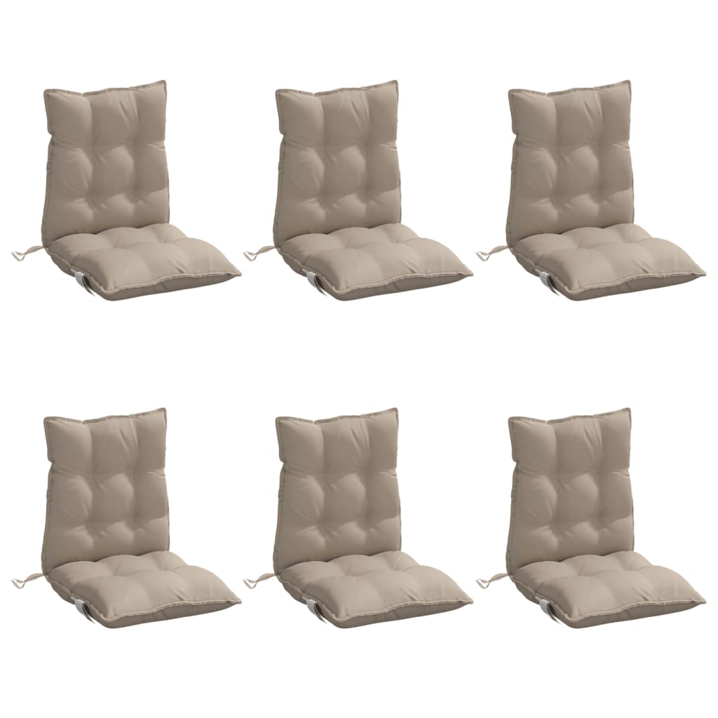 Low-back cushions 6 pcs. Taupe Oxford fabric