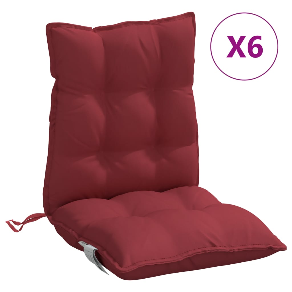 Low-back cushion pads 6 pcs. Wine red Oxford fabric