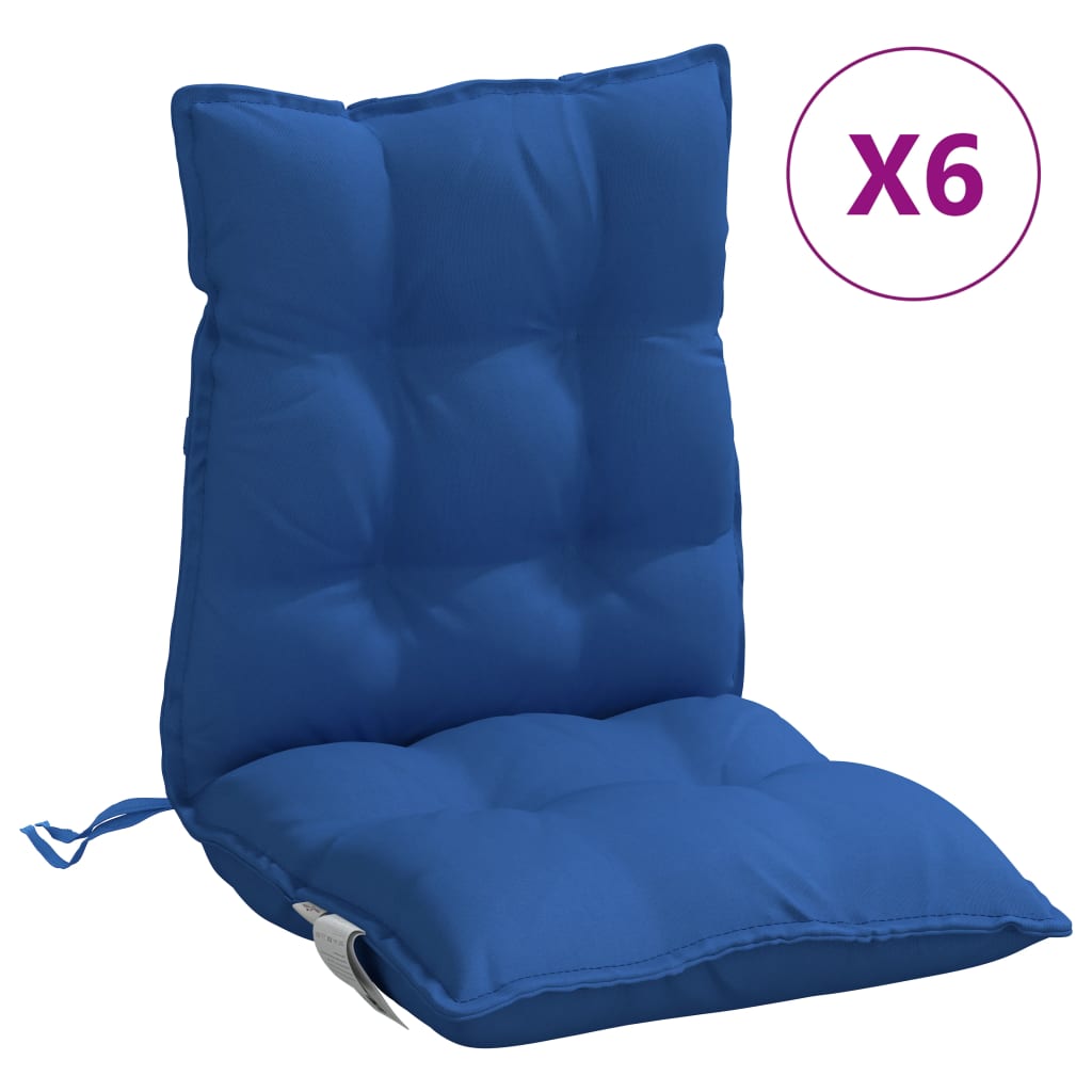 Low-Back Cushions 6 pcs. Royal Blue Oxford Fabric