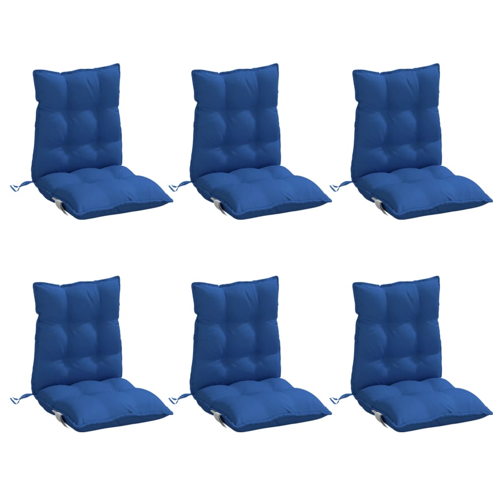 Low-Back Cushions 6 pcs. Royal Blue Oxford Fabric