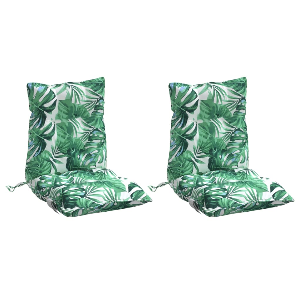 Low-back cushion pads 2 pc. leaf pattern Oxford fabric