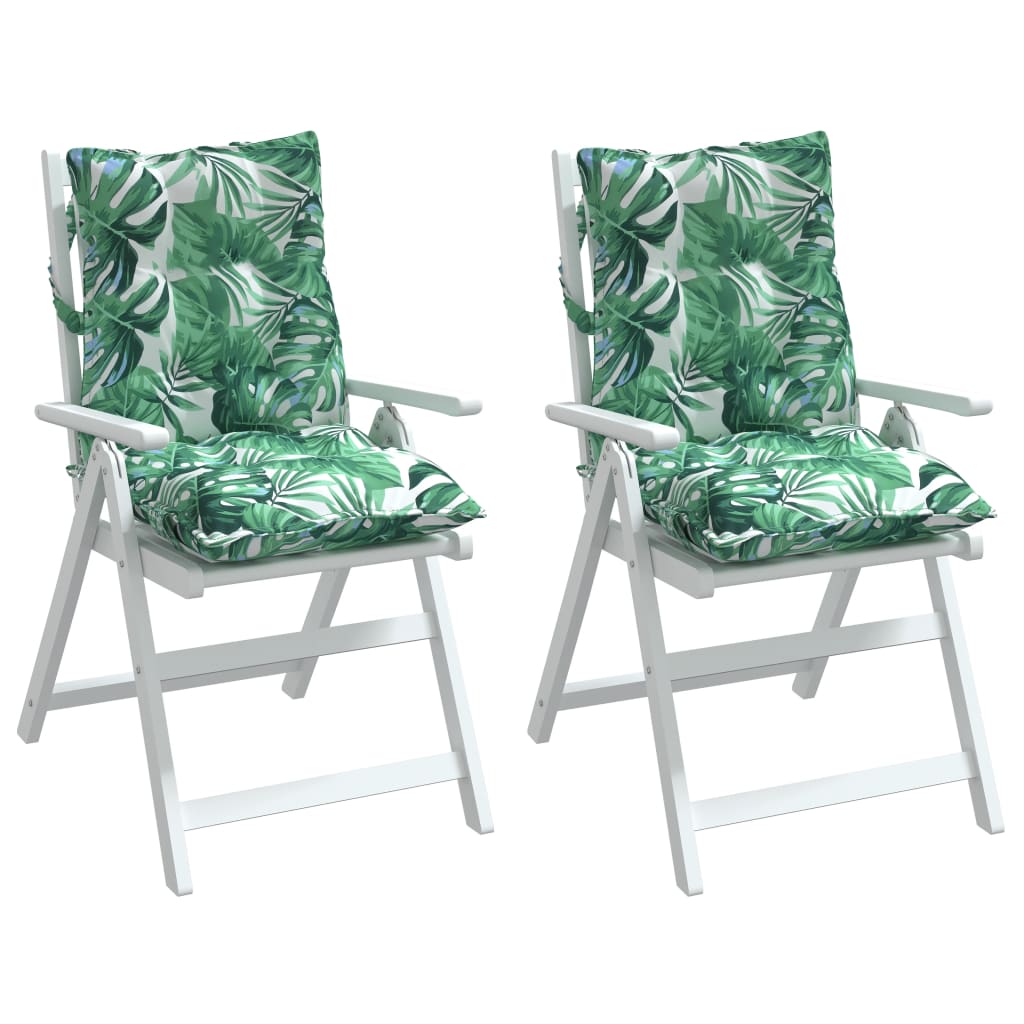 Low-back cushion pads 2 pc. leaf pattern Oxford fabric