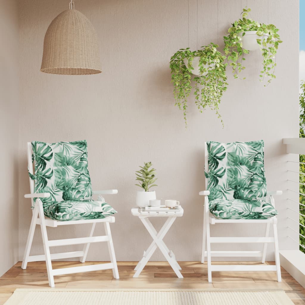 Low-back cushion pads 2 pc. leaf pattern Oxford fabric