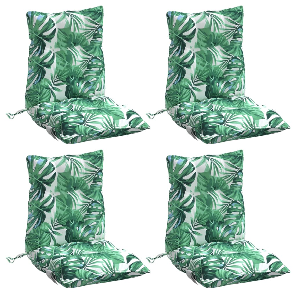 Low-back cushion pads, 4 pcs, leaf pattern, Oxford fabric