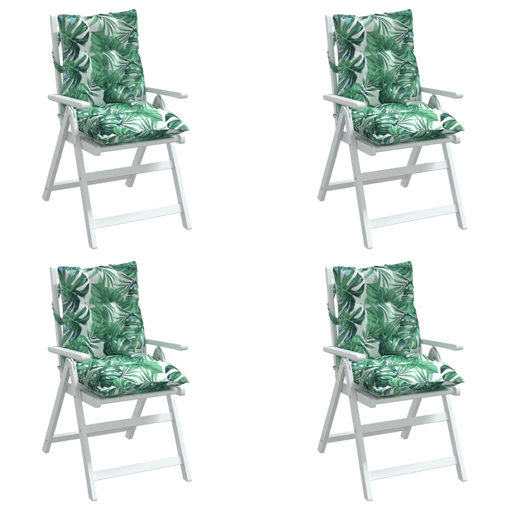 Low-back cushion pads, 4 pcs, leaf pattern, Oxford fabric