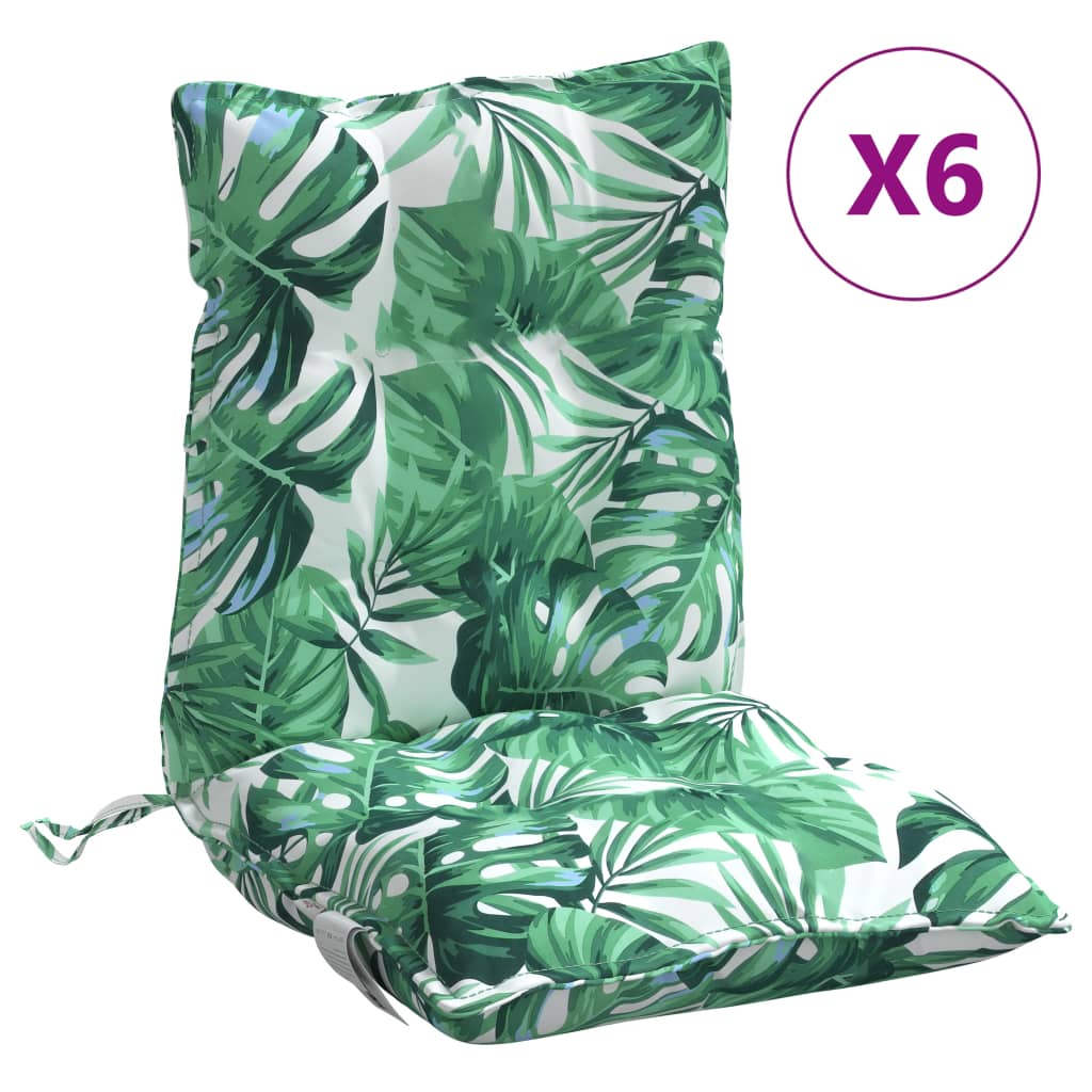 Low-back cushion pads 6 pcs. Leaf pattern Oxford fabric