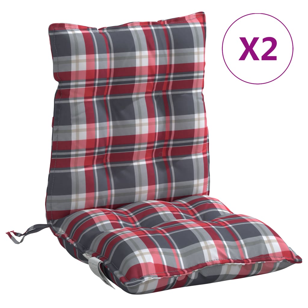 Coussins pour chaises basses 2 pcs Tissu Oxford à carreaux rouge
