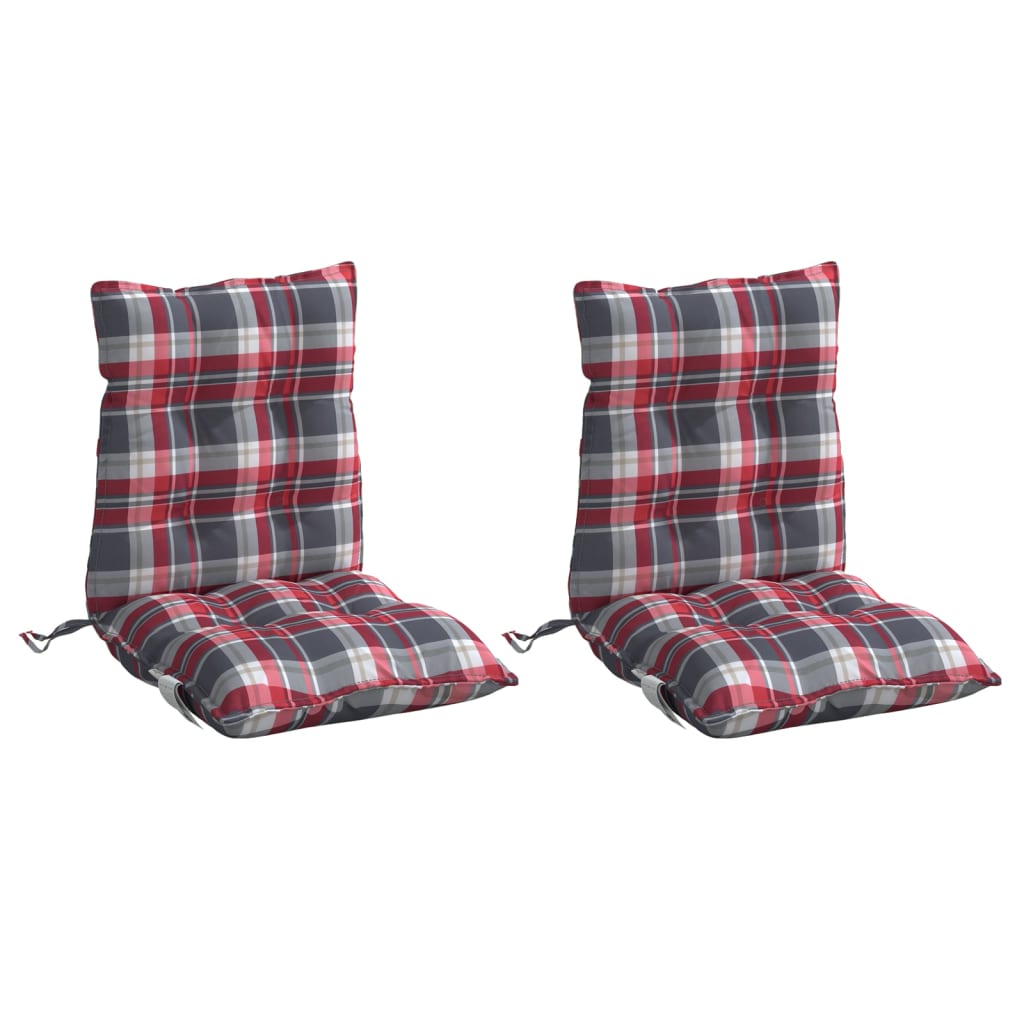Coussins pour chaises basses 2 pcs Tissu Oxford à carreaux rouge