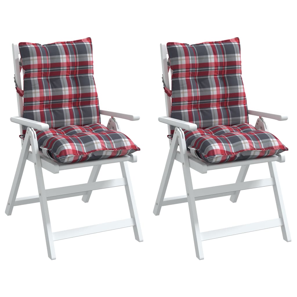 Coussins pour chaises basses 2 pcs Tissu Oxford à carreaux rouge