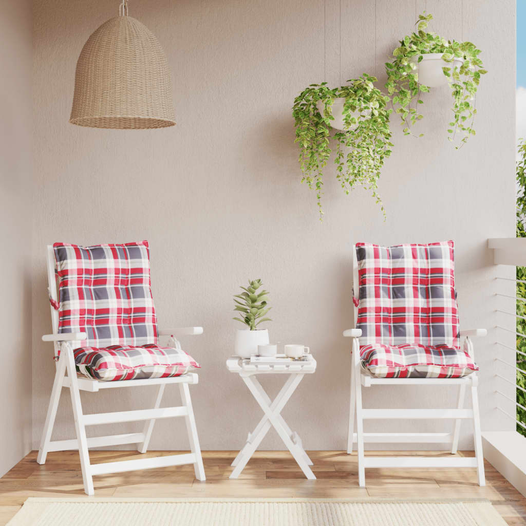 Coussins pour chaises basses 2 pcs Tissu Oxford à carreaux rouge