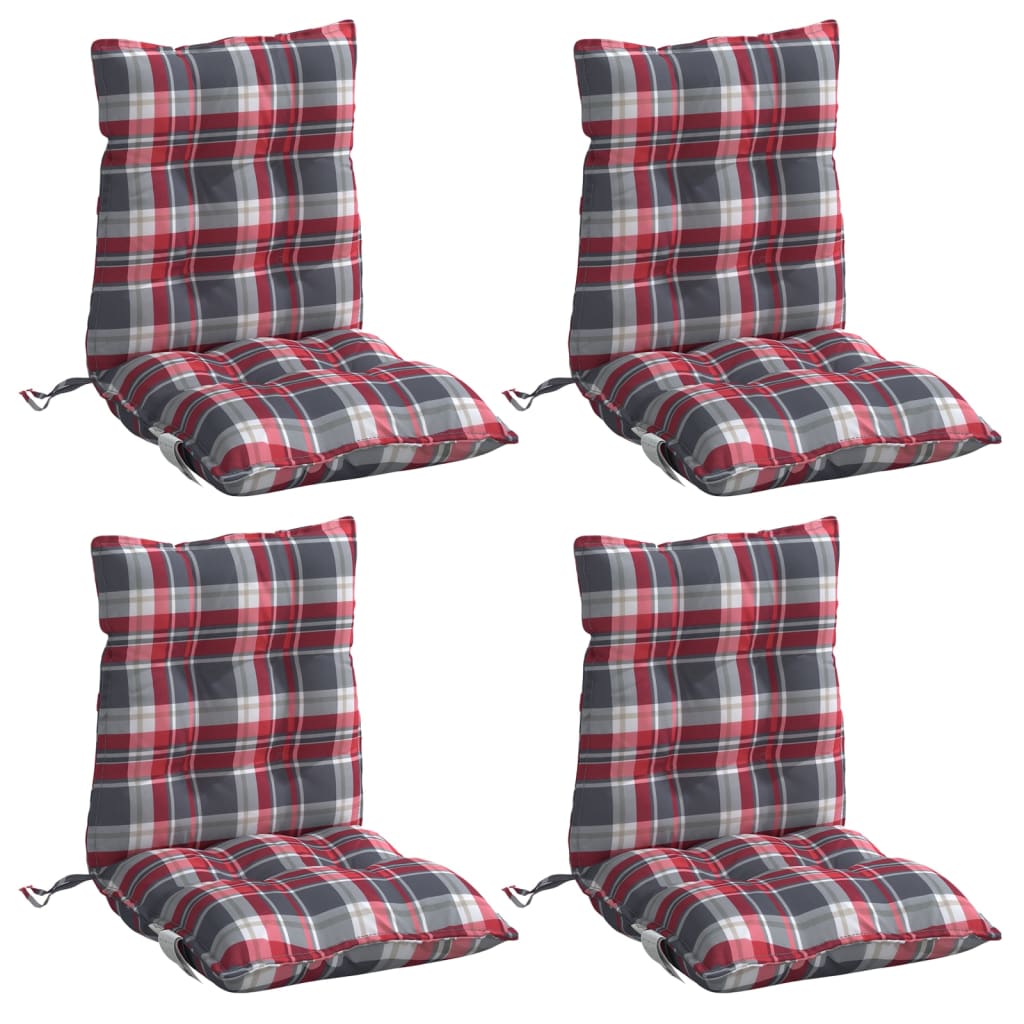Coussins pour chaises basses 4 pcs Rouge à carreaux Tissu Oxford