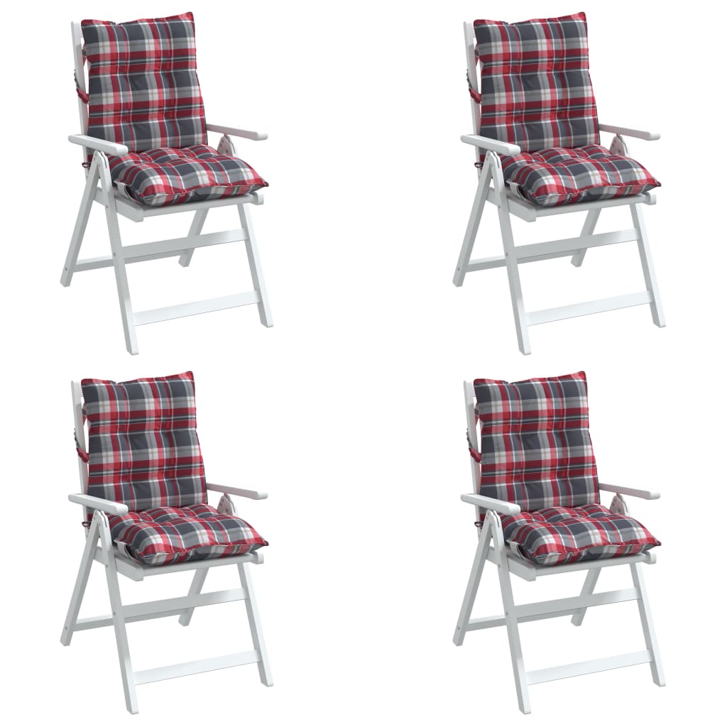 Coussins pour chaises basses 4 pcs Rouge à carreaux Tissu Oxford