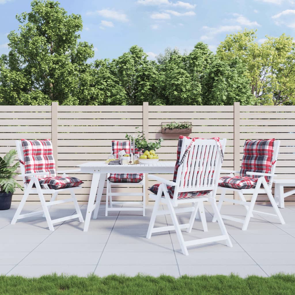 Coussins pour chaises basses 4 pcs Rouge à carreaux Tissu Oxford