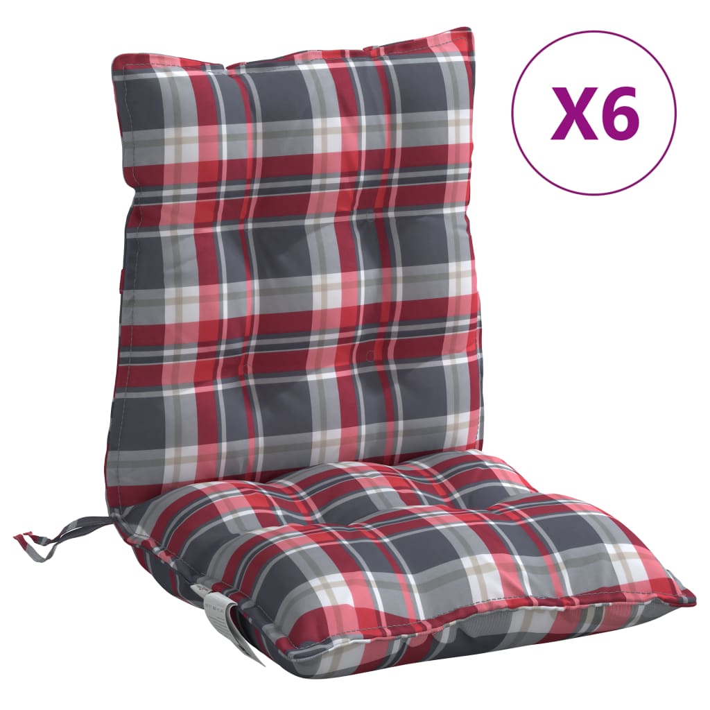 Coussins pour chaises basses 6 pcs Tissu Oxford à carreaux rouges