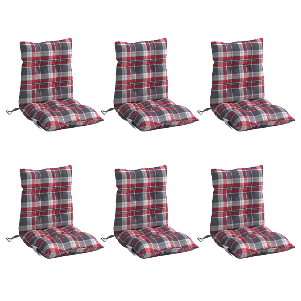 Coussins pour chaises basses 6 pcs Tissu Oxford à carreaux rouges