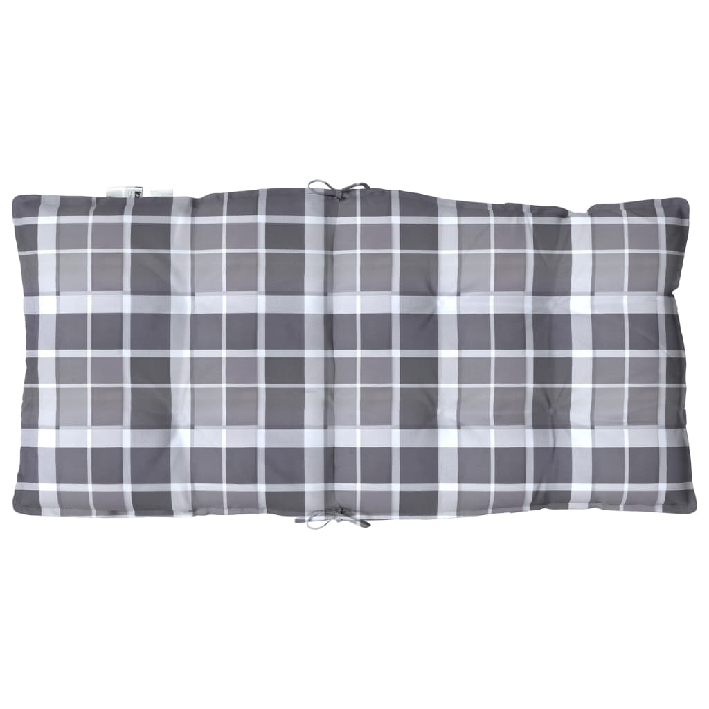 Coussins de dossier bas, 2 pièces, gris à carreaux, tissu Oxford