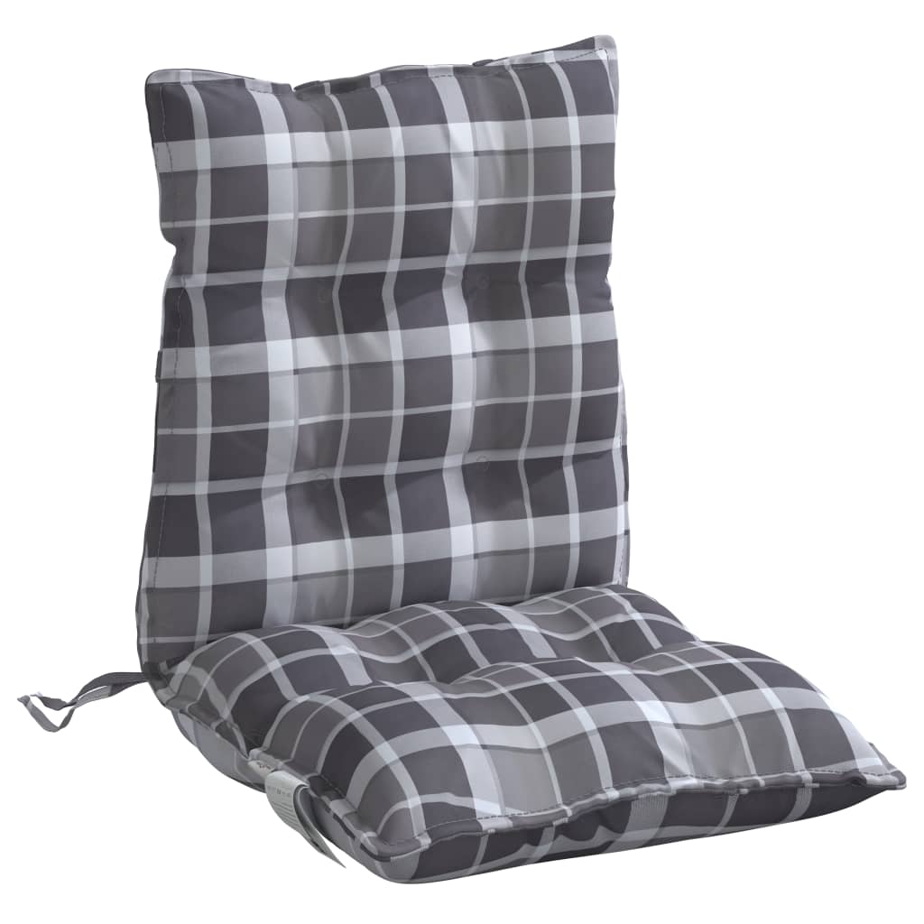 Low-Back Cushion Pads 4 pcs Grey Plaid Oxford Fabric