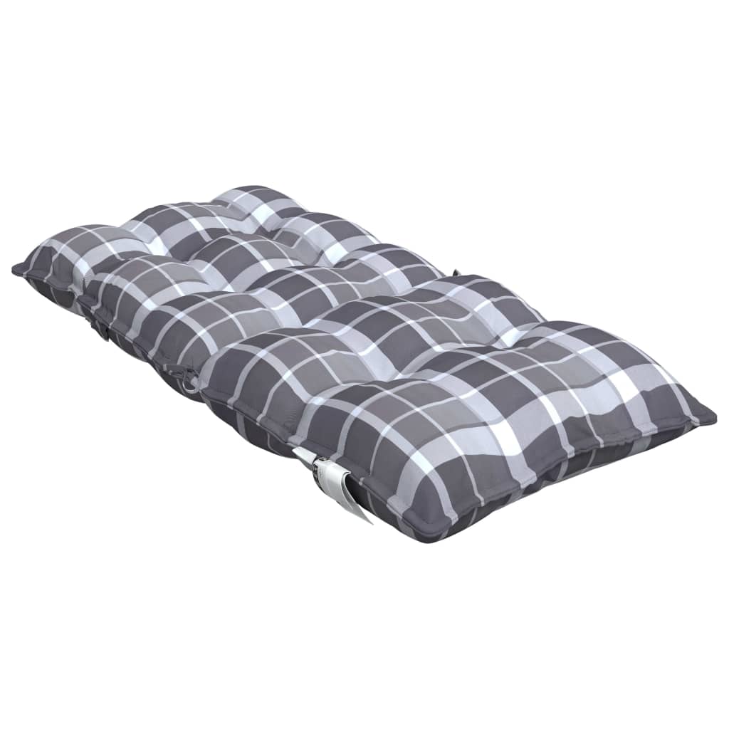 Low-Back Cushion Pads 4 pcs Grey Plaid Oxford Fabric
